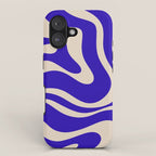 Modern Liquid Swirl Abstract Pattern Square in Cobalt Blue  iPhone Case Gallery Image 1
