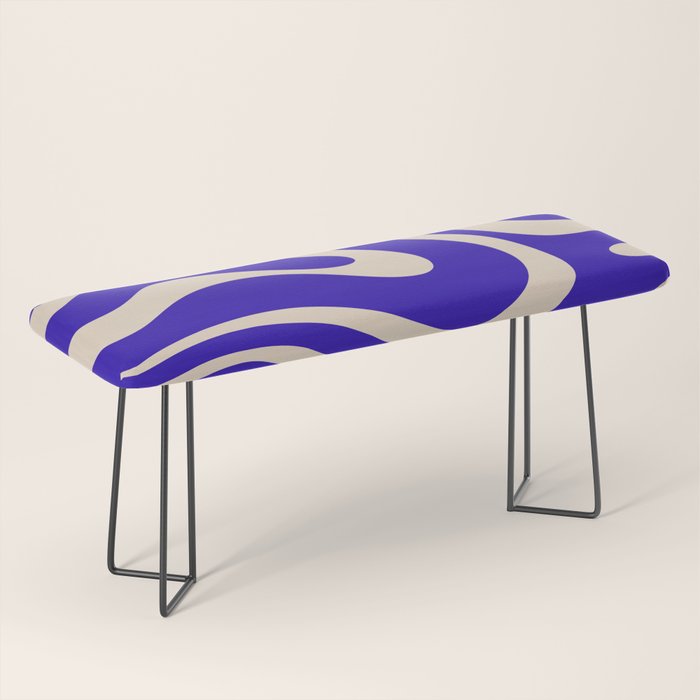 Modern Liquid Swirl Abstract Pattern Square in Cobalt Blue  Bench Gallery Image 1