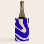 Modern Liquid Swirl Abstract Pattern Square in Cobalt Blue  Wine Chiller Gallery Image 1