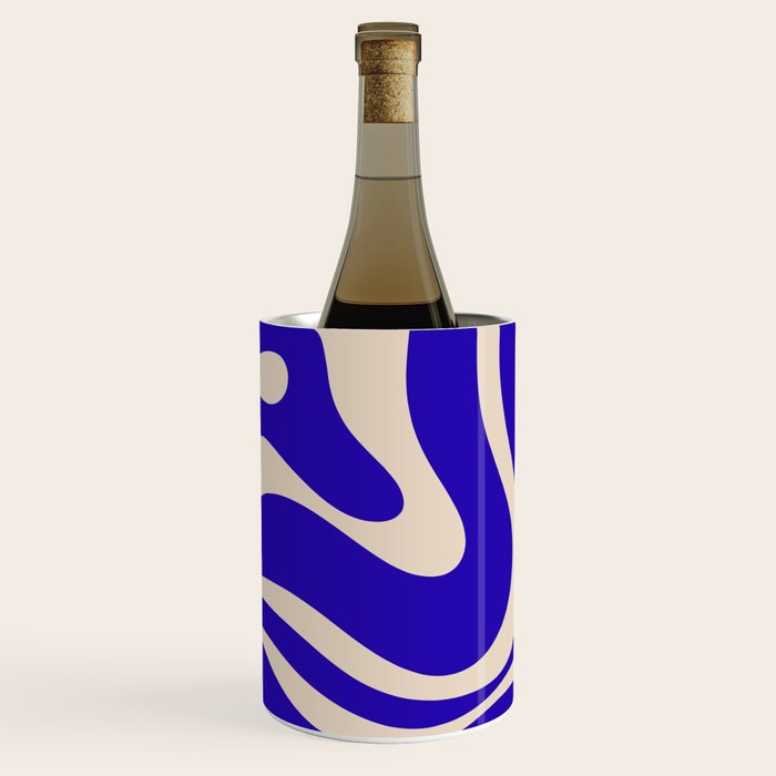 Modern Liquid Swirl Abstract Pattern Square in Cobalt Blue  Wine Chiller Gallery Image 1