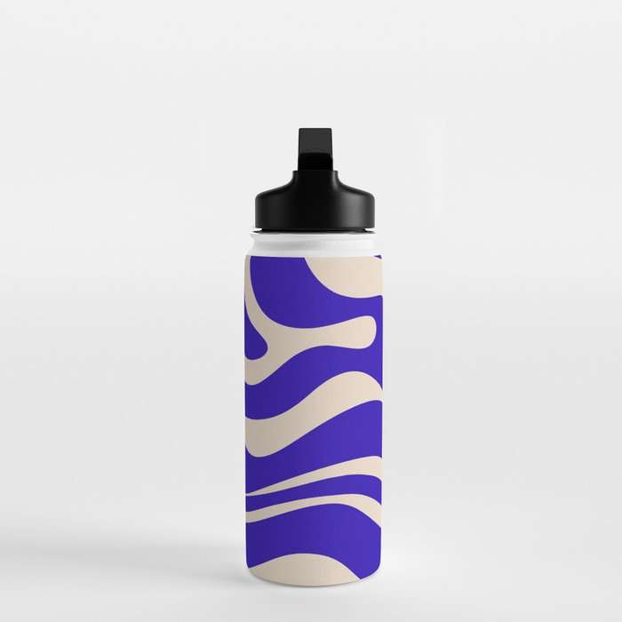 Modern Liquid Swirl Abstract Pattern Square in Cobalt Blue  Water Bottle Gallery Image 3