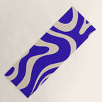 Modern Liquid Swirl Abstract Pattern Square in Cobalt Blue  Yoga Mat Gallery Image 1