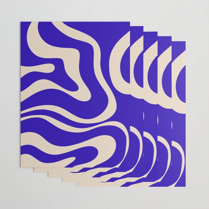 Modern Liquid Swirl Abstract Pattern Square in Cobalt Blue  Wrapping Paper Gallery Image 3