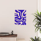 Modern Liquid Swirl Abstract Pattern Square in Cobalt Blue  Poster Gallery Image 2