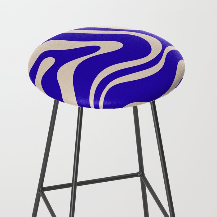 Modern Liquid Swirl Abstract Pattern Square in Cobalt Blue  Stool Gallery Image 2