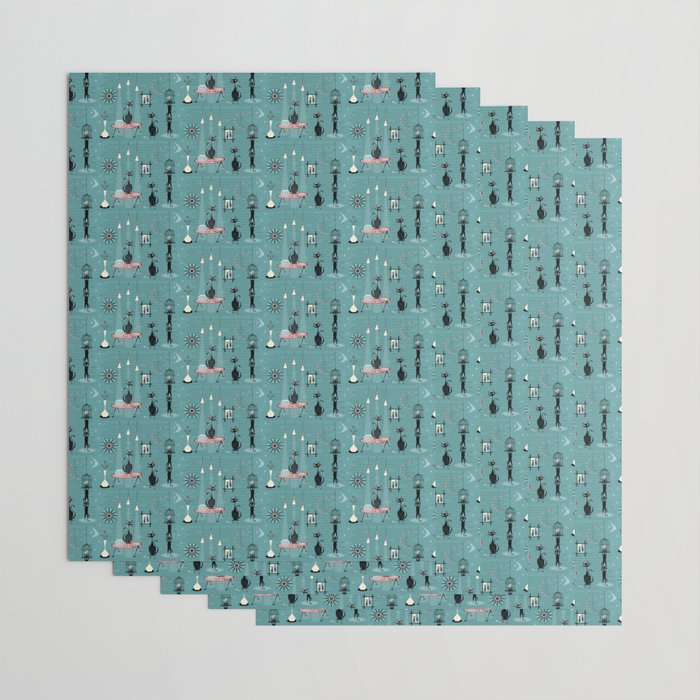 Mid Century Kitty Mischief - ©studioxtine Wrapping Paper Gallery Image 3
