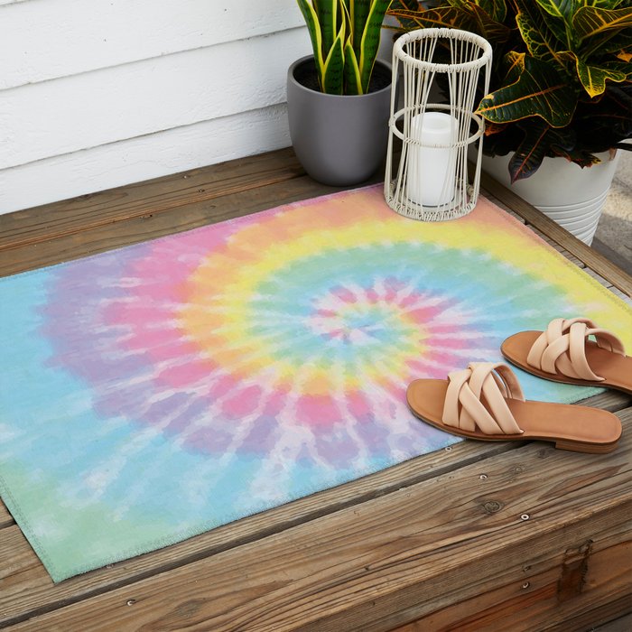 Pastel Tie Dye Outdoor Rug Gallery Image 2