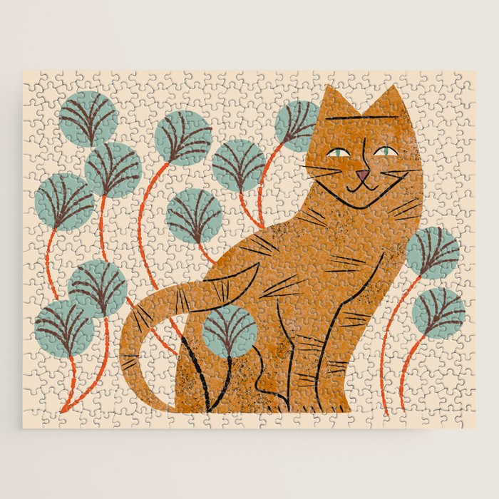 Ginger Tabby And Wildflowers Jigsaw Puzzle Gallery Image 1