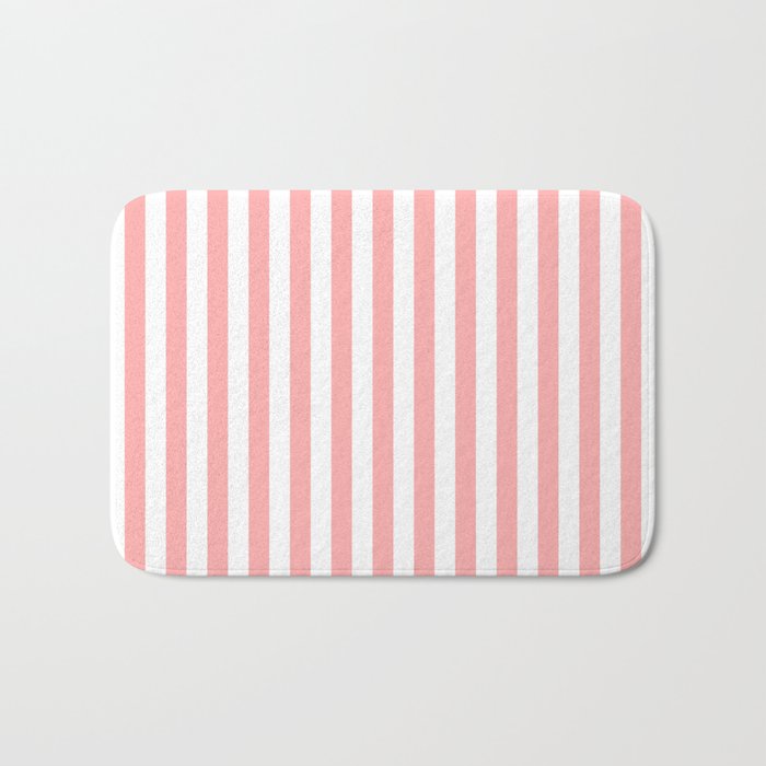 Sand Pink and White Tan Lines Summer Gazebo Stripes Bath Mat Gallery Image 1