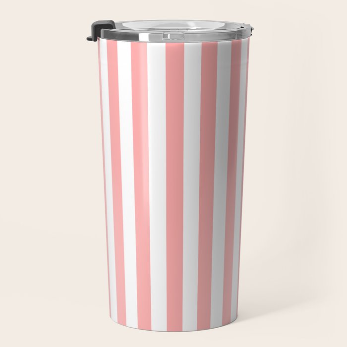 Sand Pink and White Tan Lines Summer Gazebo Stripes Travel Mug Gallery Image 3