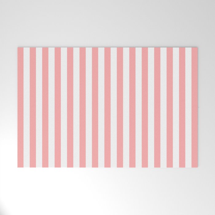 Sand Pink and White Tan Lines Summer Gazebo Stripes Welcome Mat Gallery Image 1