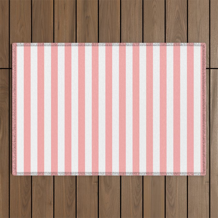 Sand Pink and White Tan Lines Summer Gazebo Stripes Outdoor Rug Gallery Image 1