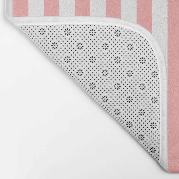 Sand Pink and White Tan Lines Summer Gazebo Stripes Bath Mat Gallery Image 2