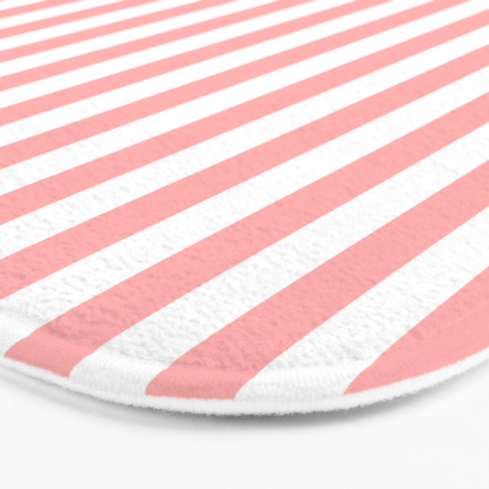 Sand Pink and White Tan Lines Summer Gazebo Stripes Bath Mat Gallery Image 3