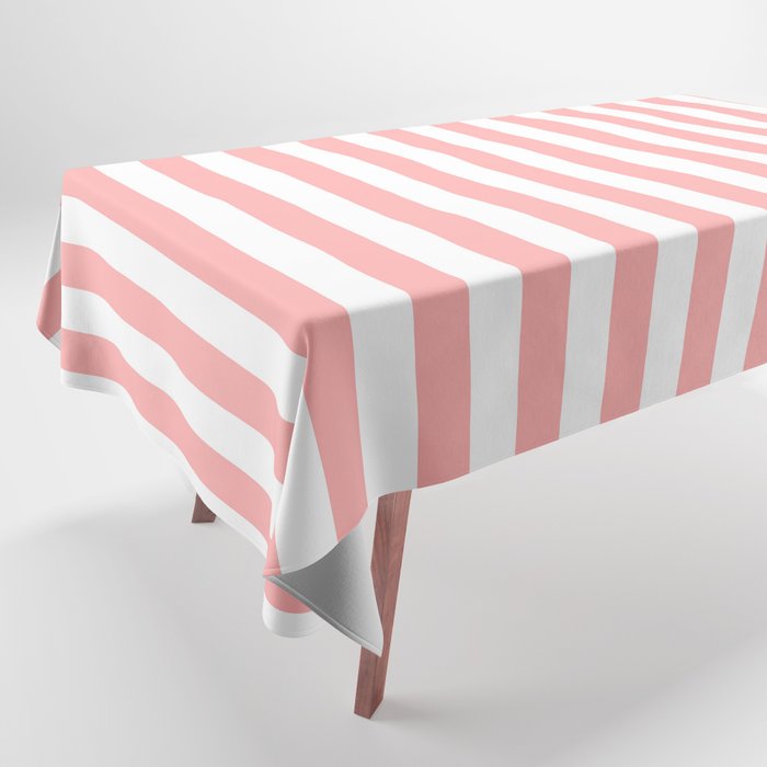 Sand Pink and White Tan Lines Summer Gazebo Stripes Tablecloth Gallery Image 1
