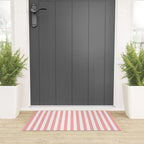 Sand Pink and White Tan Lines Summer Gazebo Stripes Welcome Mat Gallery Image 3