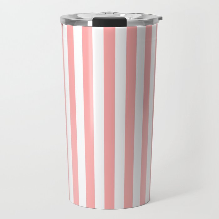 Sand Pink and White Tan Lines Summer Gazebo Stripes Travel Mug Gallery Image 1
