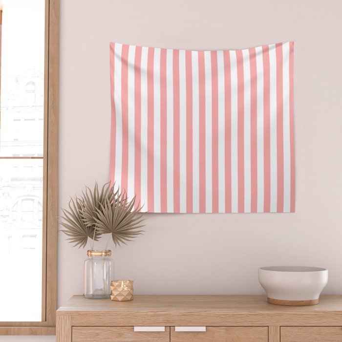 Sand Pink and White Tan Lines Summer Gazebo Stripes Wall Tapestry Gallery Image 2