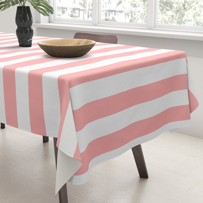 Sand Pink and White Tan Lines Summer Gazebo Stripes Tablecloth Gallery Image 3