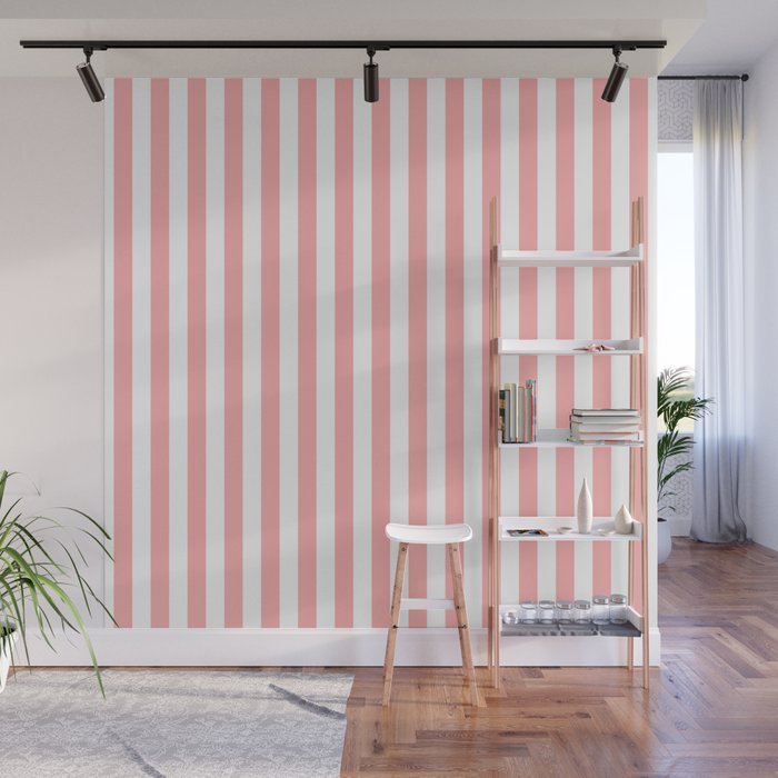 Sand Pink and White Tan Lines Summer Gazebo Stripes Wall Mural Gallery Image 1