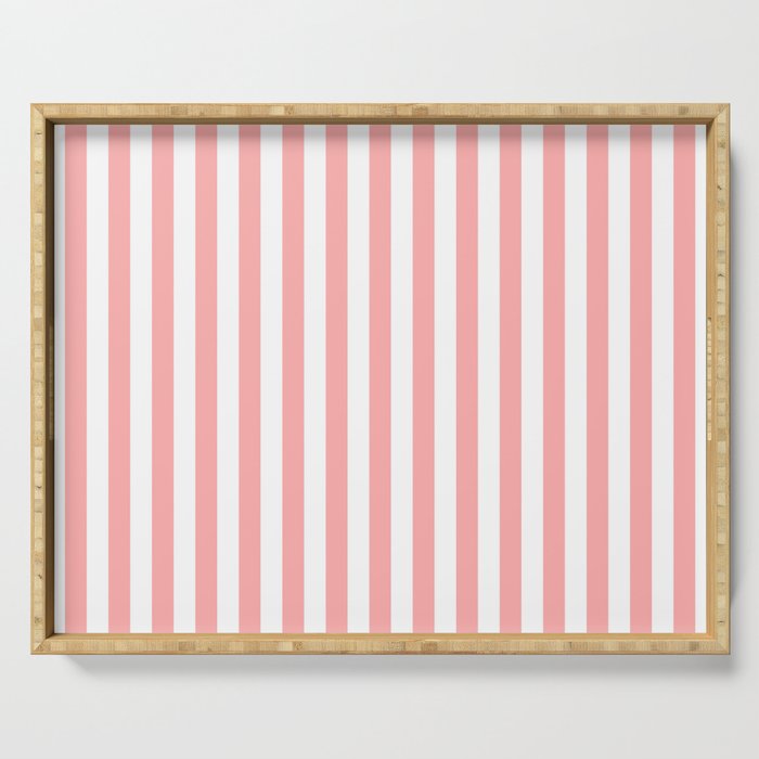 Sand Pink and White Tan Lines Summer Gazebo Stripes Serving Tray Gallery Image 1