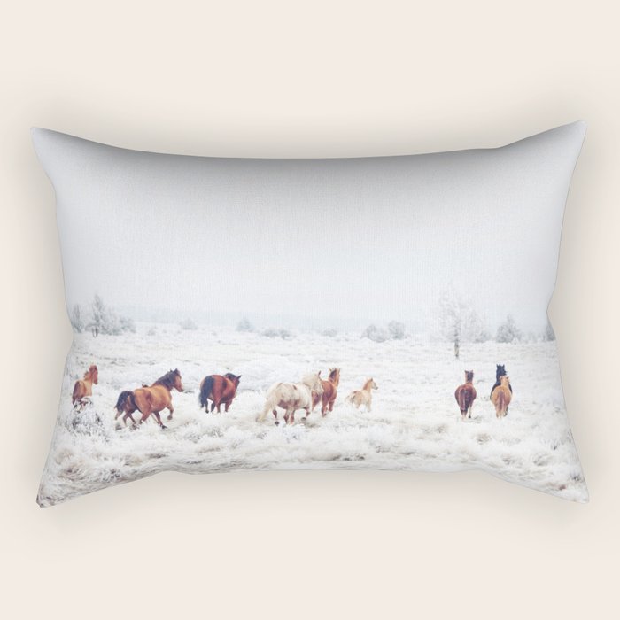 Winter Horses Rectangular Pillow Gallery Image 2