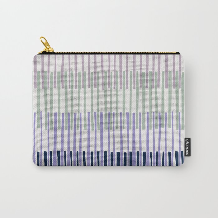 Block print geometrics stripes lilac blue Carry All Pouch Gallery Image 1