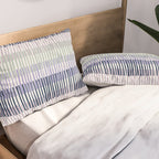 Block print geometrics stripes lilac blue Pillow Sham Gallery Image 2