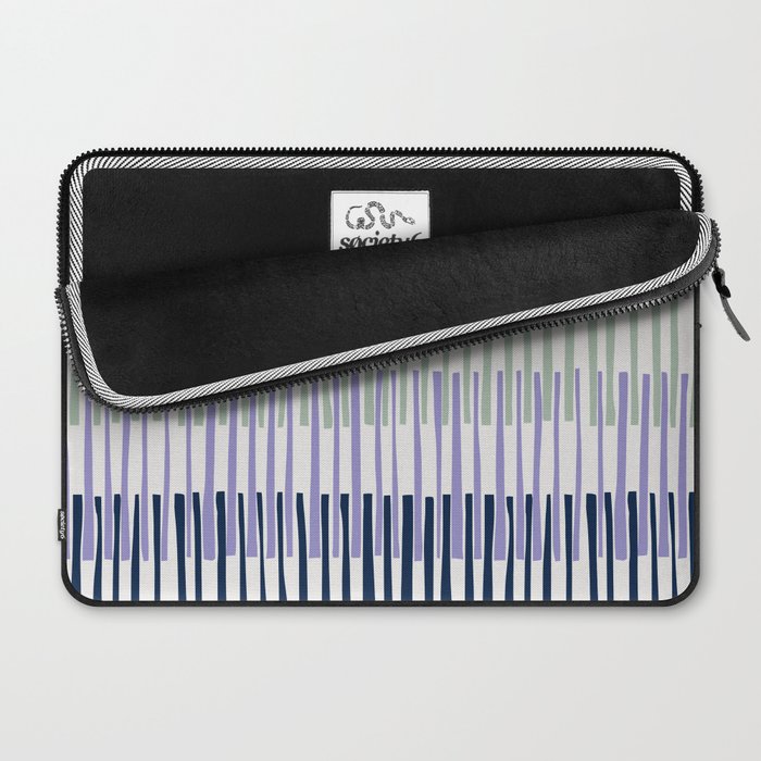 Block print geometrics stripes lilac blue Laptop Sleeve Gallery Image 2