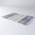 Block print geometrics stripes lilac blue Rug Gallery Image 3