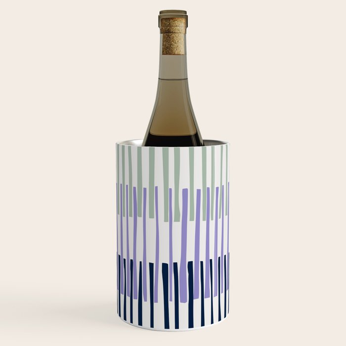 Block print geometrics stripes lilac blue Wine Chiller Gallery Image 2