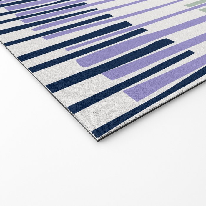 Block print geometrics stripes lilac blue Welcome Mat Gallery Image 2