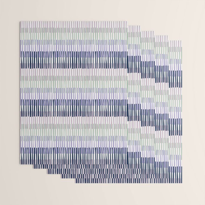 Block print geometrics stripes lilac blue Wrapping Paper Gallery Image 3