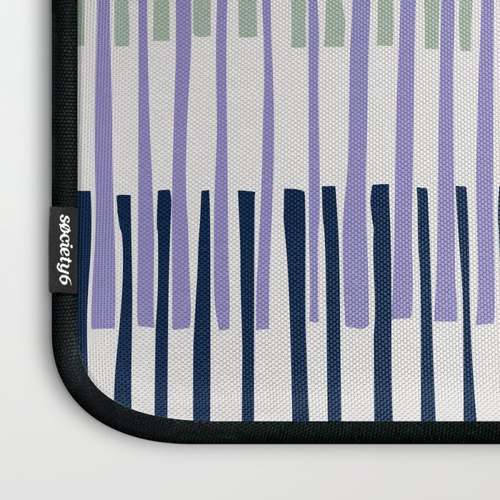 Block print geometrics stripes lilac blue Laptop Sleeve Gallery Image 3