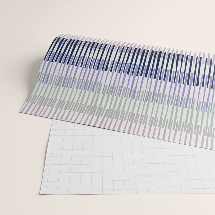 Block print geometrics stripes lilac blue Wrapping Paper Gallery Image 2