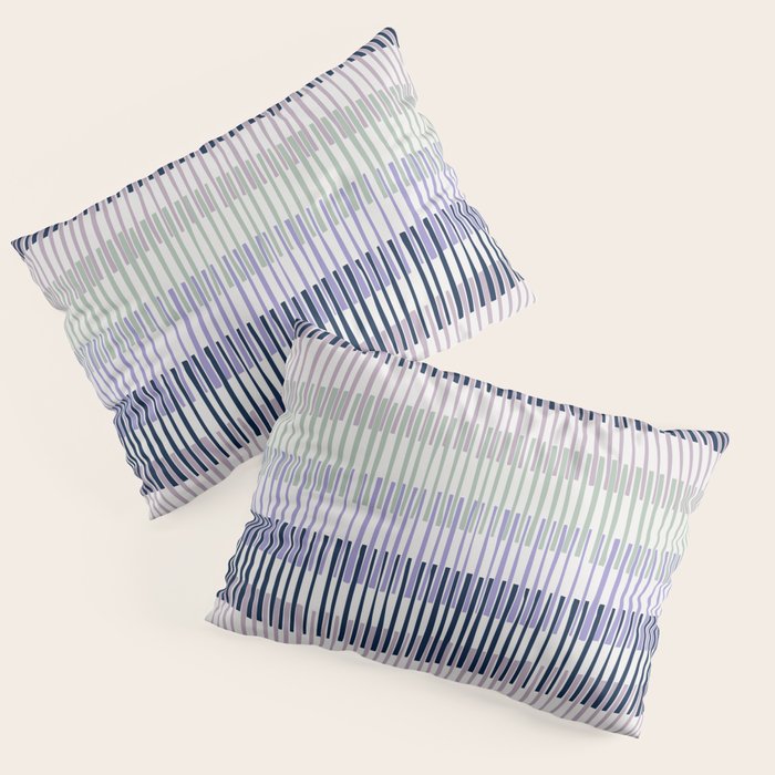 Block print geometrics stripes lilac blue Pillow Sham Gallery Image 3
