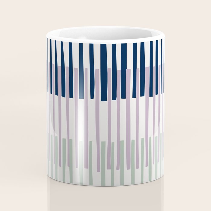 Block print geometrics stripes lilac blue Coffee Mug Gallery Image 4