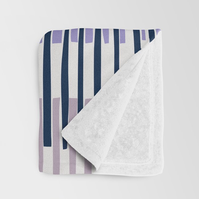 Block print geometrics stripes lilac blue Throw Blanket Gallery Image 3