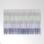 Block print geometrics stripes lilac blue Welcome Mat Gallery Image 1