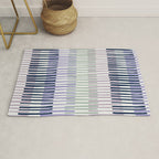 Block print geometrics stripes lilac blue Rug Gallery Image 1