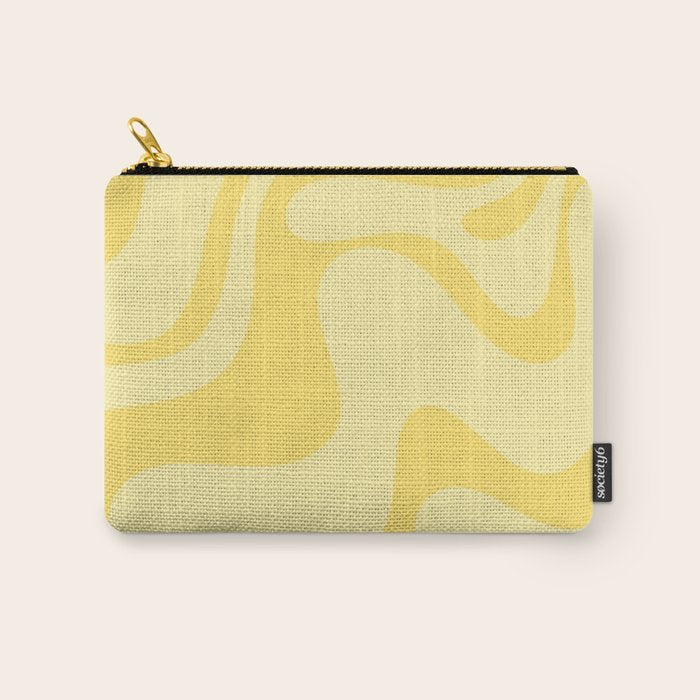 Retro Liquid Swirl Contemporary Abstract Pattern 2 in Double Butter Yellow Carry All Pouch Gallery Image 1