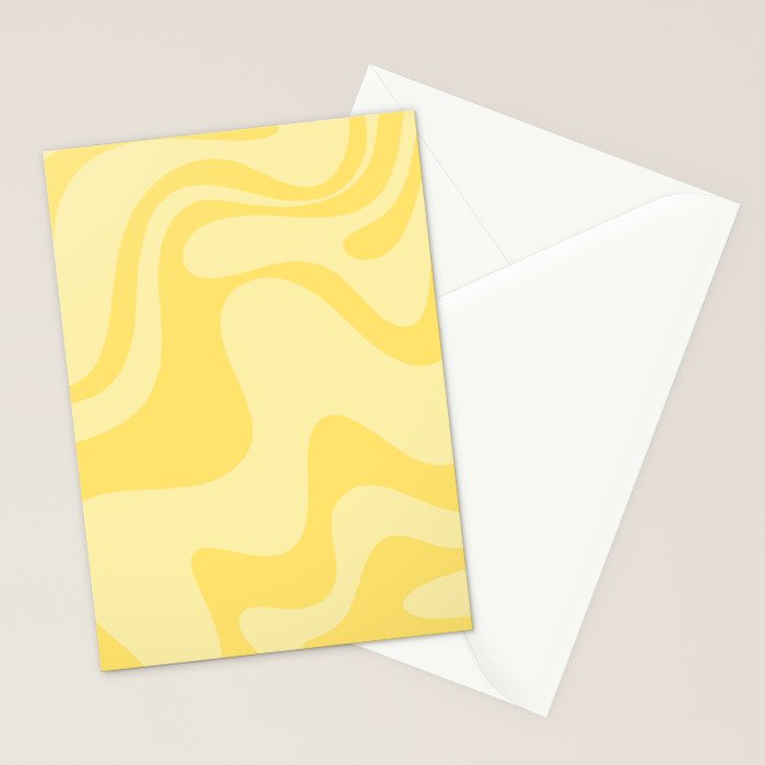 Retro Liquid Swirl Contemporary Abstract Pattern 2 in Double Butter Yellow Stationery Card Gallery Image 2