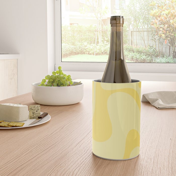 Retro Liquid Swirl Contemporary Abstract Pattern 2 in Double Butter Yellow Wine Chiller Gallery Image 4