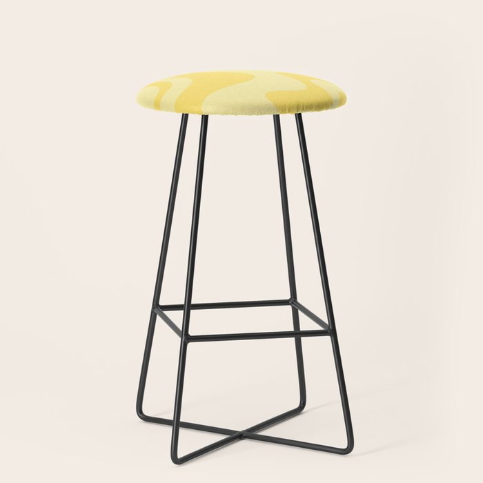 Retro Liquid Swirl Contemporary Abstract Pattern 2 in Double Butter Yellow Stool Gallery Image 1