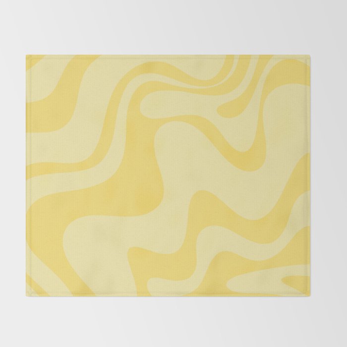 Retro Liquid Swirl Contemporary Abstract Pattern 2 in Double Butter Yellow Throw Blanket Gallery Image 2