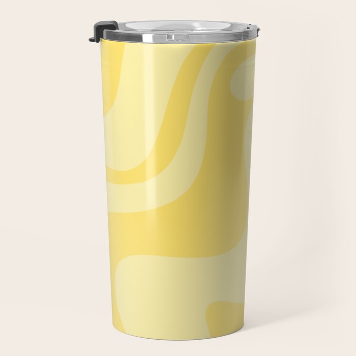 Retro Liquid Swirl Contemporary Abstract Pattern 2 in Double Butter Yellow Travel Mug Gallery Image 3