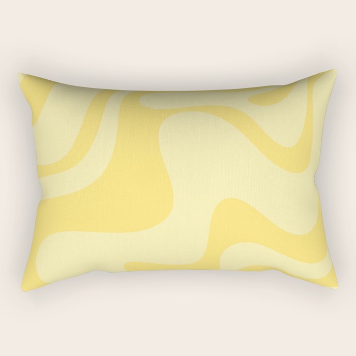 Retro Liquid Swirl Contemporary Abstract Pattern 2 in Double Butter Yellow Rectangular Pillow Gallery Image 1