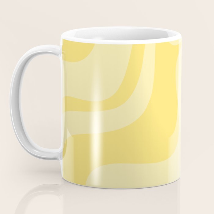 Retro Liquid Swirl Contemporary Abstract Pattern 2 in Double Butter Yellow Coffee Mug Gallery Image 3