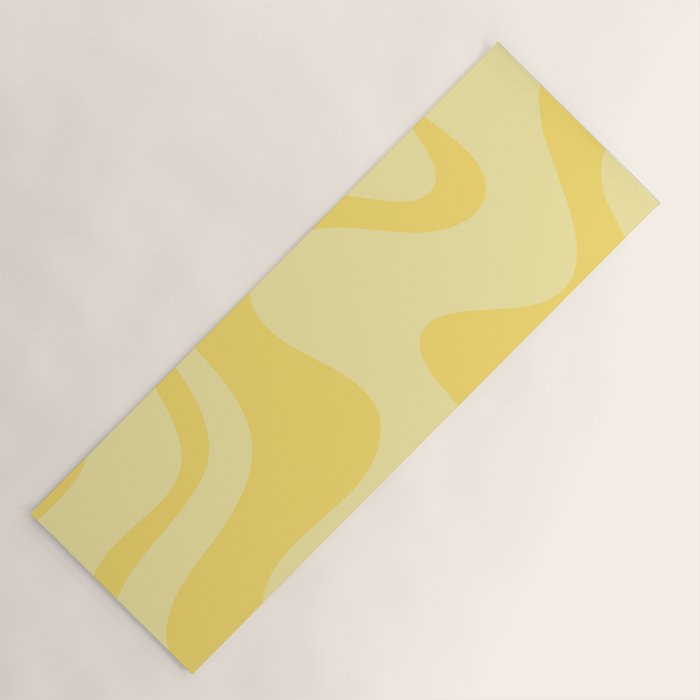 Retro Liquid Swirl Contemporary Abstract Pattern 2 in Double Butter Yellow Yoga Mat Gallery Image 1