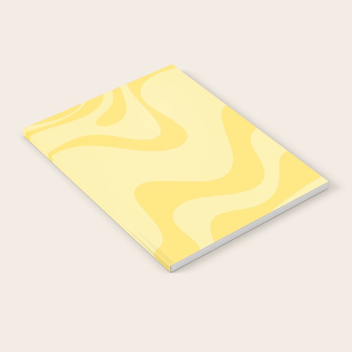Retro Liquid Swirl Contemporary Abstract Pattern 2 in Double Butter Yellow Notebook Gallery Image 1